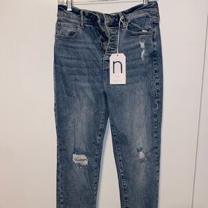 Light stone wash jeans.